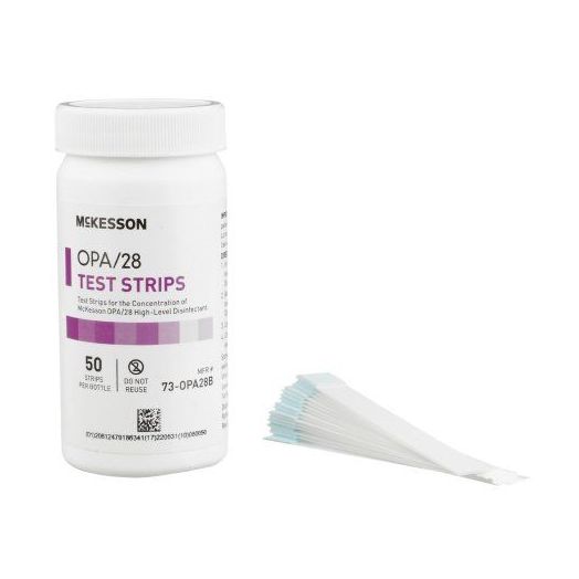 McKesson OPA/28 Concentration Indicator Test Strips, 50 Single Use Tests per Bottle