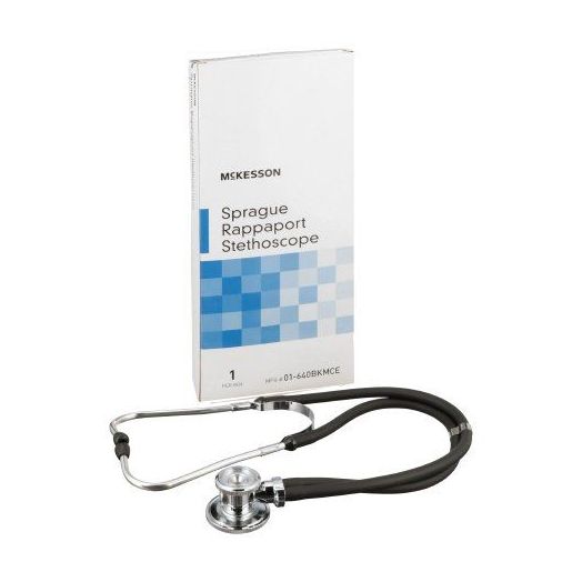 McKesson Sprague Rappaport Stethoscope, Black 2-Tube 16 Inch Double-Sided