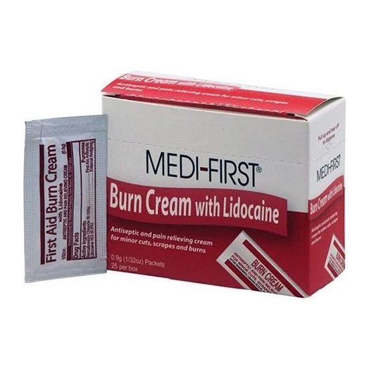 Medique Products Medi-First Burn Cream with Lidocaine, 0.9g Packet Box of 25