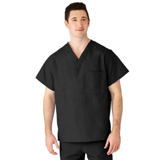 Medline AngelStat Unisex Reversible V-Neck Scrub Top, Navy Small