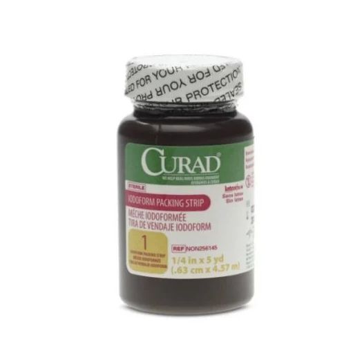 Medline CURAD Sterile Iodoform Gauze Packing Strips, 1/4" x 5 yd.