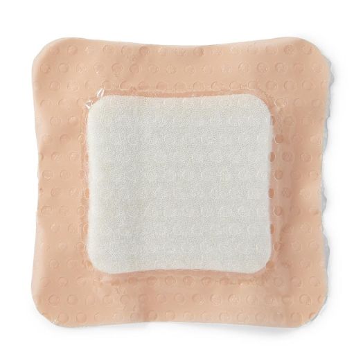 Medline Optifoam Gentle SA Silicone-Faced Foam Dressing, 4 x 4 Inch Square