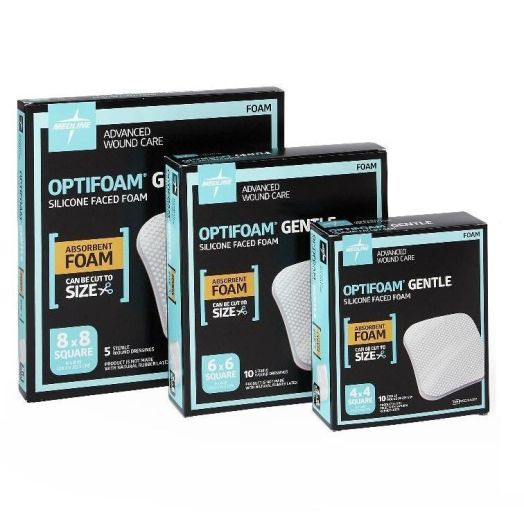 Medline Optifoam Gentle Silicone-Faced Foam Dressing, 6 x 6 Inch