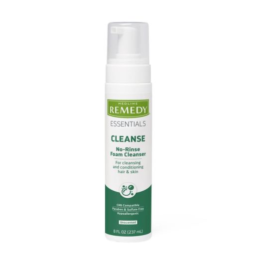Medline Remedy Essentials No-Rinse Foam Cleanser, 8 oz. Pump Bottle