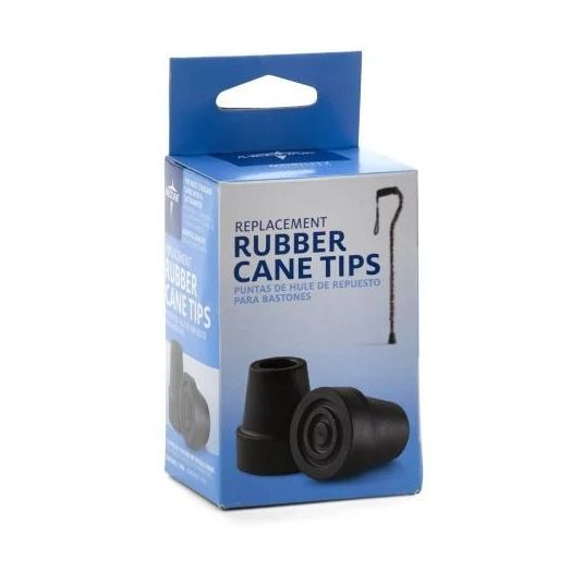 Medline Replacement Tips for Standard Cane, 3/4 Inch Black Case of 6