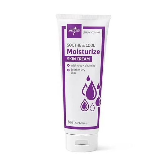 Medline Soothe & Cool Moisturizing Skin Cream, 8 oz. Squeeze Tube