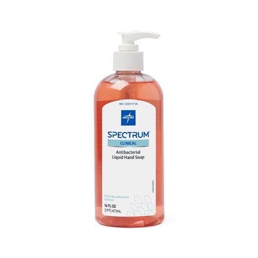 Medline Spectrum Clinical Antibacterial Liquid Hand Soap, 16 oz Pump Bottle