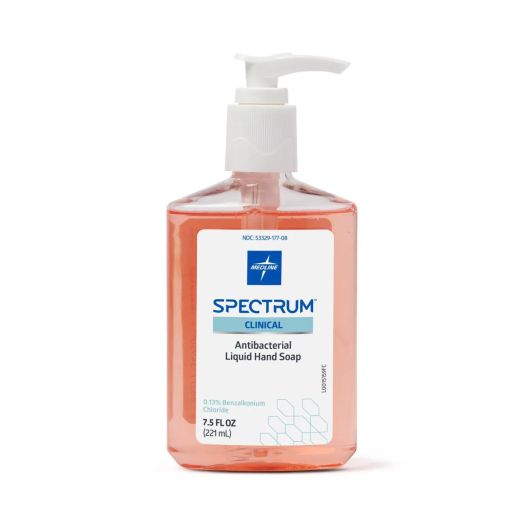 Medline Spectrum Clinical Antibacterial Liquid Hand Soap, 7.5 Ounce Pump Bottle