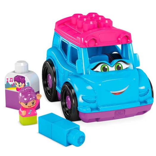 Mega Bloks First Builders Tina Tour Bus with Big Building Blocks, Building Toys for Toddlers (6 Pieces)
