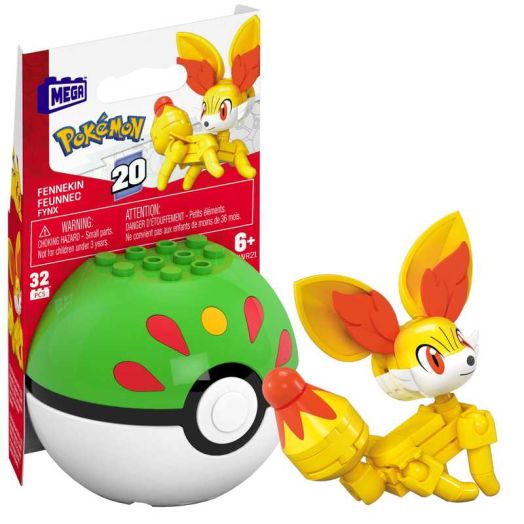 MEGA Pokémon Fennekin Building Toy Kit, Poseable Action Figure (32 Pieces) for Kids