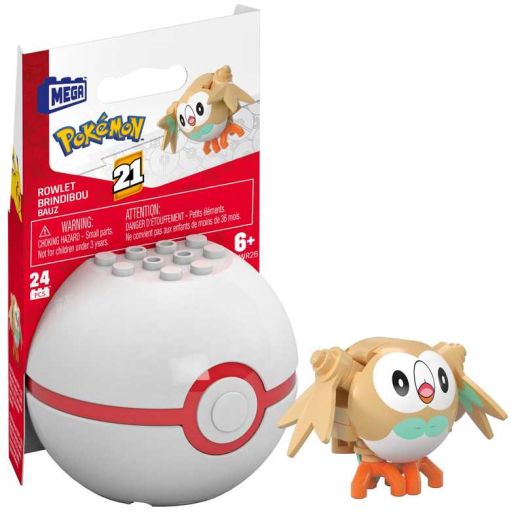 MEGA Pokémon Rowlet Building Toy Kit, Poseable Action Figure (24 Pieces) for Kids