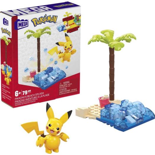 MEGA Pokemon Building Toy Kit Pikachu's Beach Splash (79 Pieces) for Kids