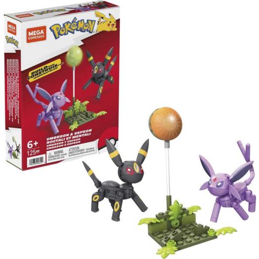 MEGA Pokemon Building Toy Kit Umbreon & Espeon with 2 Action Figures (122 Pieces) for Kids