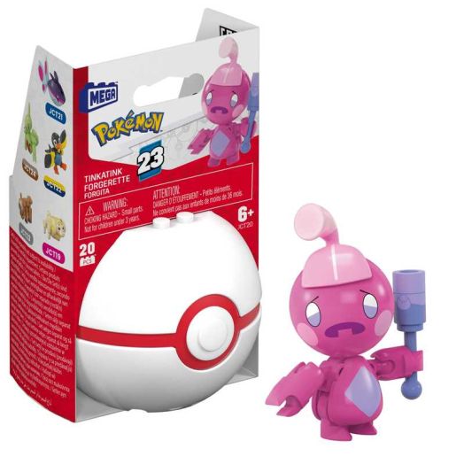 MEGA Pokemon Tinkatink Building Toy Kit, Poseable Action Figure with Poke Ball (20 Pieces) for Kids