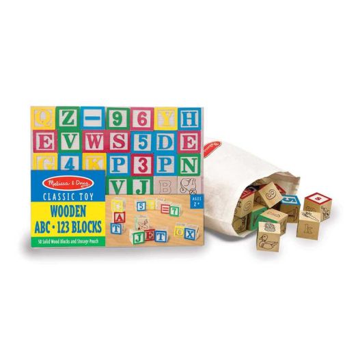 Melissa & Doug Deluxe Wooden ABC/123 1-Inch Blocks Set With Storage Pouch (50 pcs)