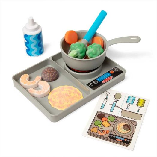 Melissa & Doug Simmer & Stir Stovetop Play Set with Water WOW! Color Changing Play Food Preschool Toy Ages 3+