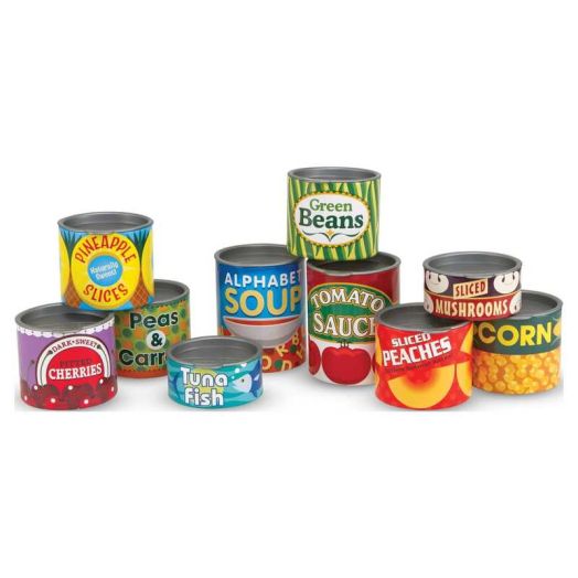 Melissa & Doug Stackable Grocery Cans Kitchen Accessory - 10 Can Set