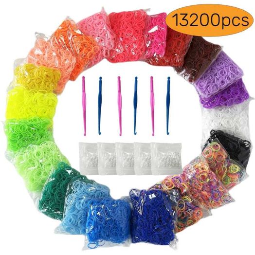Bracelet Making Kit Loom Rubber Bands Arts Crafts Friendship Bracelet kit forGirls Kids Gift for Birthday Christmas Halloween Easter 22 Colors 13200+Pcs