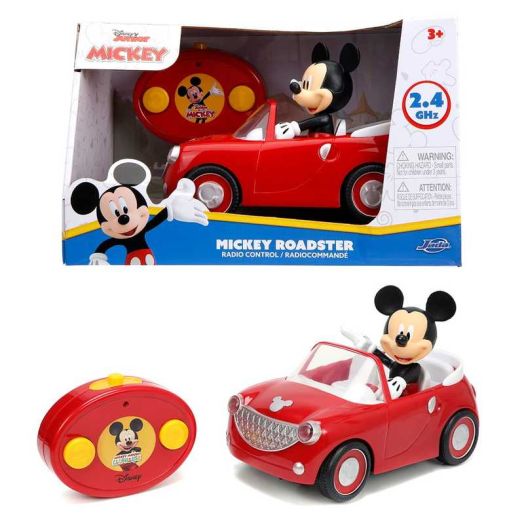 Jada Disney Junior Mickey Mouse Roadster RC Radio Control Car 1:24 Scale, Fun Toy for Kids Ages 4+