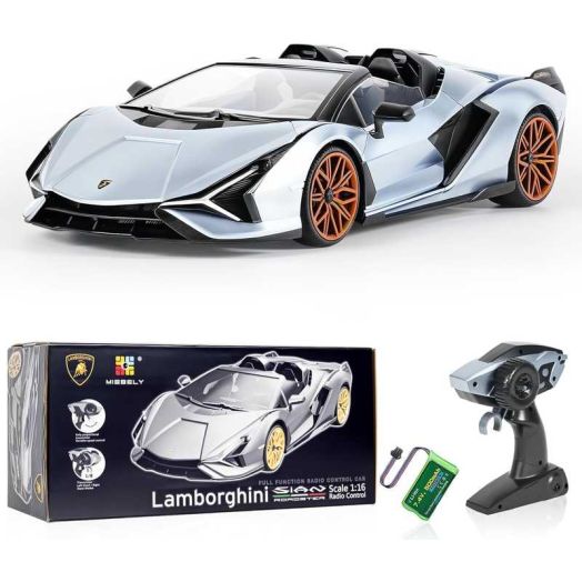 Miebely Lamborghini Remote Control Car, 1:16 Scale Lambo Toy Car 7.4V 500mAh Officially Licensed 12Km/h Rc Cars with Led Light 2.4Ghz Model Car for Adults Boys Girls Birthday Ideas Gift (Light Blue)