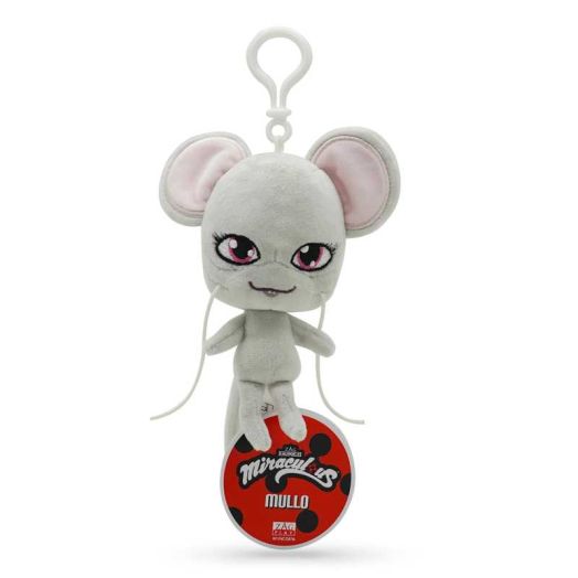 Miraculous Ladybug - Kwami Lifesize Mullo, 5-inch Mouse Plush Clip-on Toys for Kids, Super Soft Collectible Stuffed Toy with Glitter Stitch Eyes and Color Matching Backpack Keychain, Wyncor