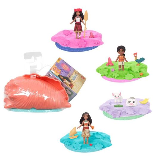 Disney Moana Shell Reveal Small Doll Or Figures, Moldable Sand & Accessories (Characters May Vary)