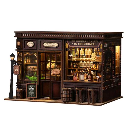 Book Nook Kit - MOJINO DIY Miniature House Corner Tavern Dollhouse Kit for Adults and Teens, Booknook Tiny House Bookshelf Decor 3D Wooden Puzzle, Treasures for Loved Ones and Chums