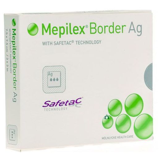 Mölnlycke Mepilex Border Ag Antimicrobial Foam Dressing, 3 x 3 Inch