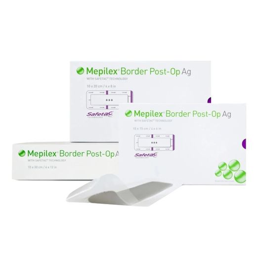 Molnlycke Mepilex Border Post-Op Ag Antimicrobial Dressing, 4x14 (10x35 cm)