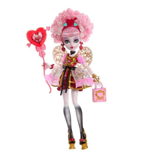 Monster High Muñeca de Cumpleaños Dulce y Aterradora Cupid Asteria en Vestido de Fiesta con Globo y Regalo