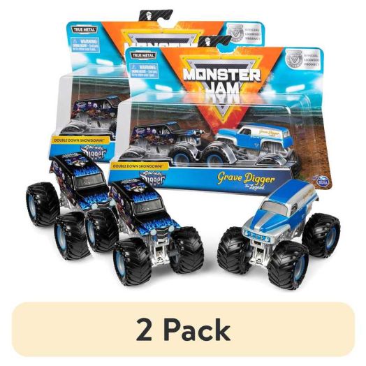 (2 pack) Monster Jam Grave Digger Kids Truck Play Vehicle, Plastic