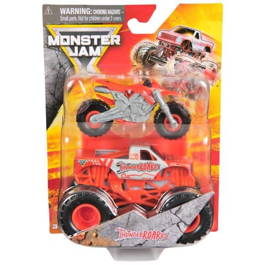 Monster Jam ThunderROARus Monster Truck and Dirt Bike Vehicle 2-Pack, 1:64 Scale