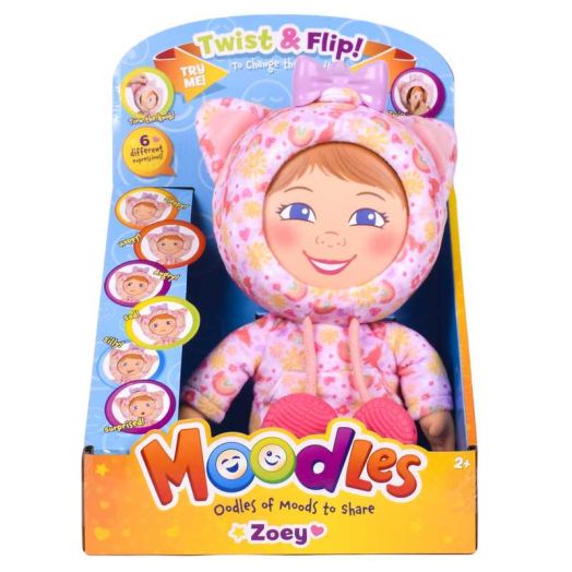 Moodles Zoey - 12 inch Doll with 6 Facial Expressions, Gift for Toddler and Kids, Ages 2+ | Moodles