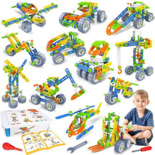 MOONTOY 12 in 1 STEM Toys for 4 5 6 7 8+ Year Old Boy Gifts, 152 PCS Educational Building Toy for Kids Ages 4-8 5-7 8-12, Building Blocks Stem Kits Activities Construction Toy for Boys Birthday Gifts