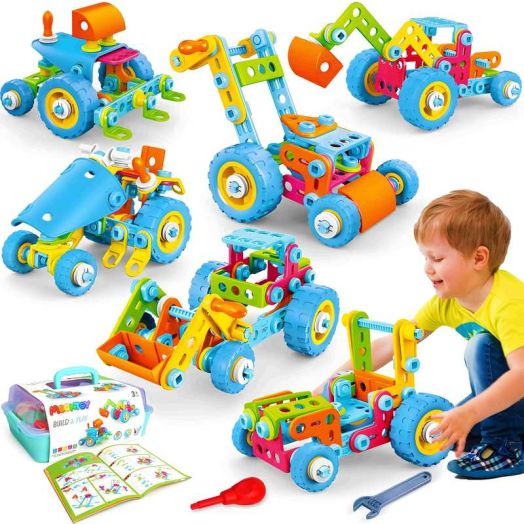 MOONTOY Building Blocks STEM Toys for 3 4 5 6 7 8+ Year Old Boys Girls, Building Toys for Kids Ages 4-8 5-7 6-8 4-6 8-12 Erector Set Creative Activities, Engineering Construction Set, Birthday Gift