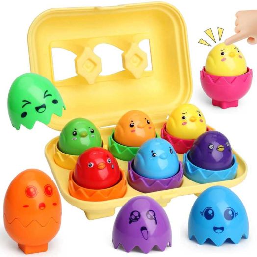 MOONTOY Easter Eggs, Matching Egg Toys for Toddlers 1-3, Easter Basket Stuffers, Educational Color, Shapes and Sorting Recognition Skills Puzzle Matching Games for Kid Baby Boy Girl Easter Gift