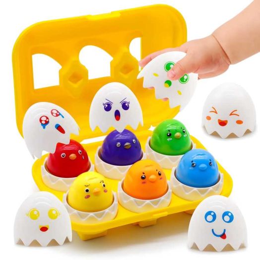 MOONTOY Easter Matching Eggs Toy,Learning Toys for 1 2 3 Year Old Girl Boy Easter Gift, Educational Montessori Matching, Easter Basket Essentials, Shape Color Sorting Games, Fine Motor Skill Gift