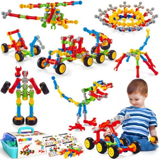 MOONTOY STEM Building Toys for 3 4 5 6 7 8+ Year Old Boy Girl, 110 Pcs Building Blocks Toys for Kids Ages 4-8 Educational Learning Toy with Storage Box, Ideal Christmas Birthday Gift for 3-5 4-6 8-10