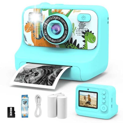 Kids Camera Instant Print for Boys, Dual Camera with Print Paper & 32G Card, Christmas Birthday Gifts Toys for Toddler and Teenagers Age 3-16 Years Old Halloween Gift for Christmas