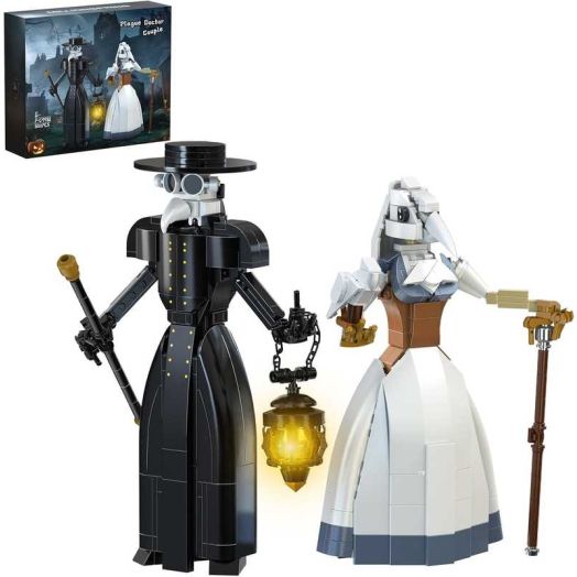 Plague Doctor Halloween Horror Building Block Set Compatible with Lego, Toys Sets Home Decor with Light, Creative Birthday Toy Ornaments Gift for Girls and Boys 6 Movie tv Fans (500pcs)
