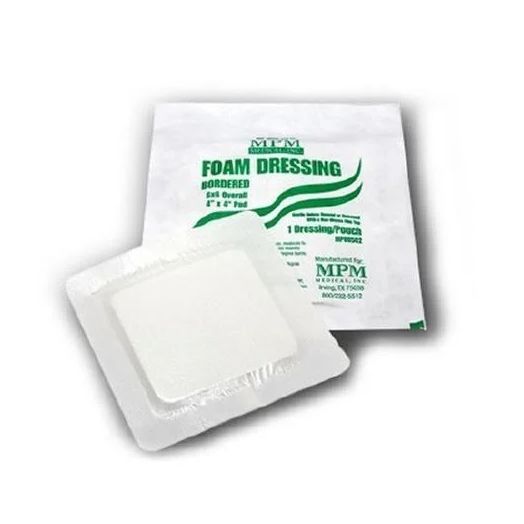 MPM Medical Sterile Bordered Foam Dressing, 4 x 4 Inch Square