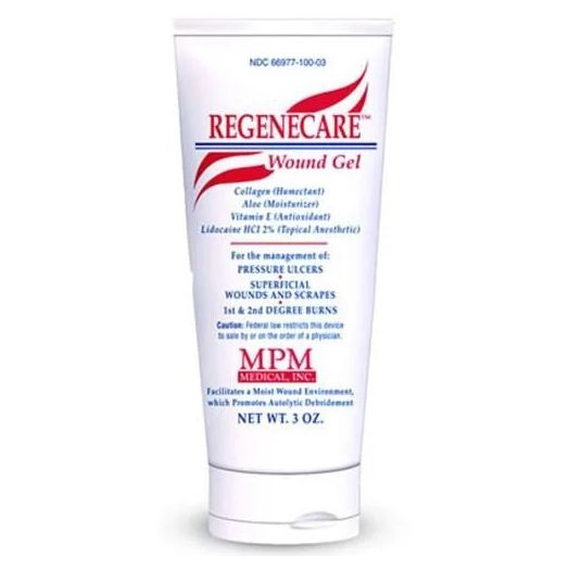 MPM Medical Regenecare Wound Care Hydrogel Dressing with 2% Lidocaine, 3 oz. Tube