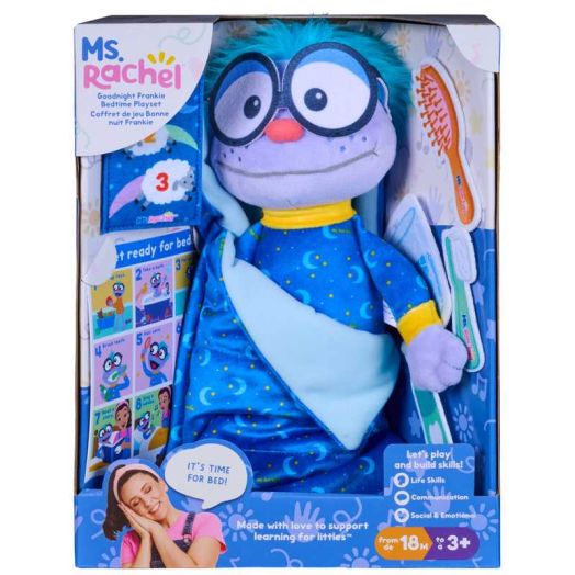 Ms. Rachel Goodnight Frankie Bedtime Playset, 11" Plush with Sleeping Bag & Accessories