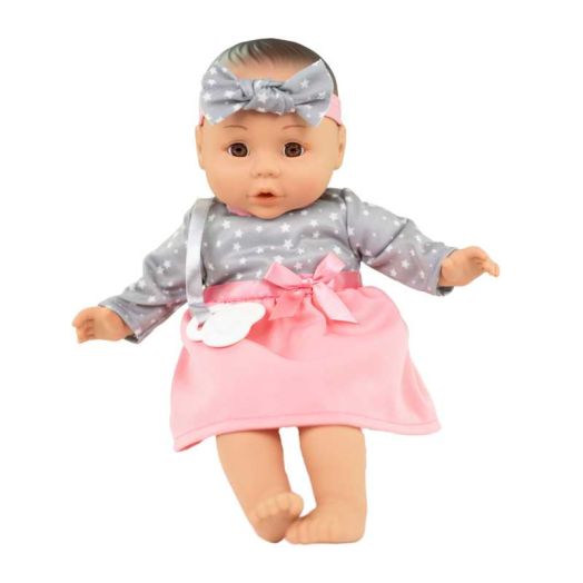 My Sweet Love 14-inch My Cuddly Baby Doll, Grey and Pink Dress