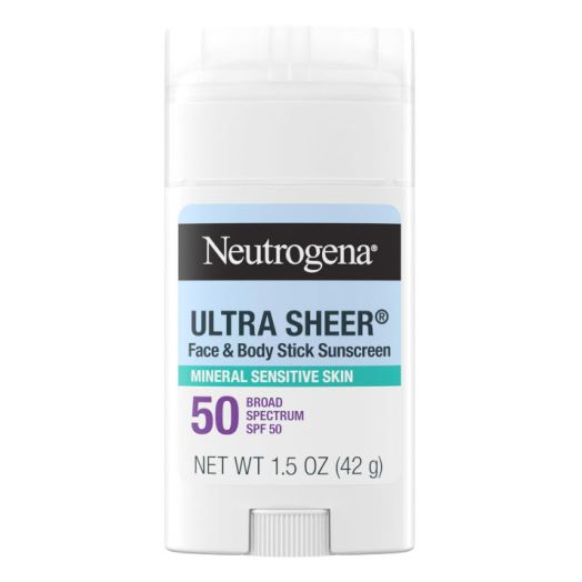 Neutrogena Ultra Sheer SPF 50 Zinc Mineral Sunscreen Stick, 1.5 oz