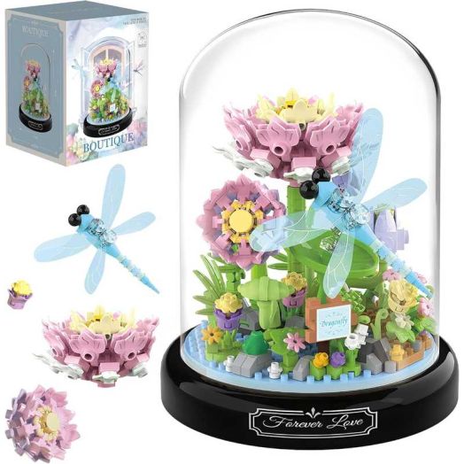 NAYIHOOP Dragonfly Flowers Bouquet Building Sets Animals for Adults Girls Not Compatible with Lego