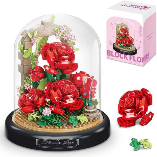 NAYIHOOP Red Rose Bouquet Building Sets Botanical for Adults Girls Not Compatible with Lego