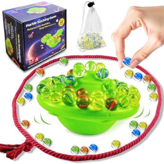 NBBGS Stacking Game, Fun Family Games Kids Learning Minds Interactive Toys, 60 Colorful Marbles Stored Inside, Fun Party Game 1-4 Players