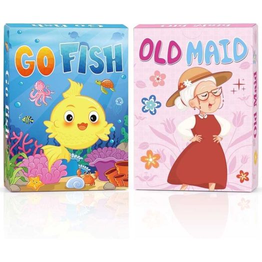 Go Fish, Old Maid, 2 in 1 Kids Card Games Set, Family Game Night Party Games