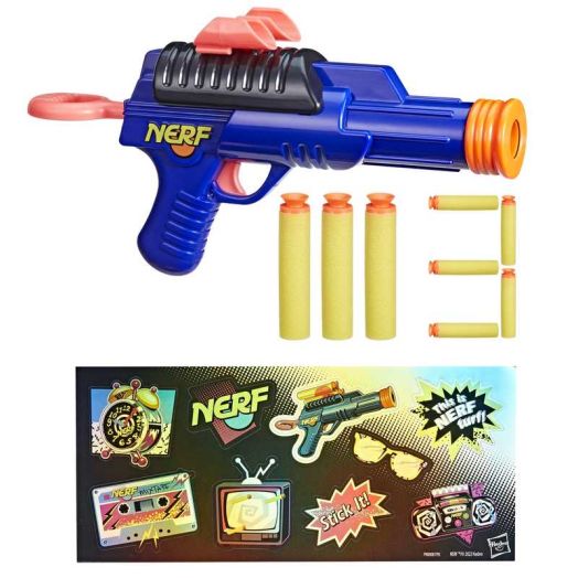Nerf Sharp92 Retro Dart Blaster, 3 Suction Tip Darts, Sticker Sheet, for Kids Ages 8+